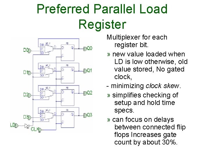 Preferred Parallel Load Register Multiplexer for each register bit. » new value loaded when Preferred Parallel Load Register Multiplexer for each register bit. » new value loaded when