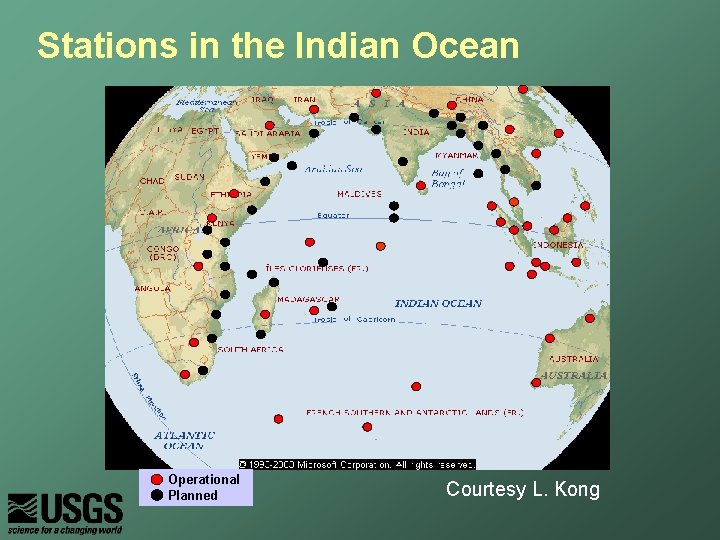 Stations in the Indian Ocean Operational Planned Courtesy L. Kong 