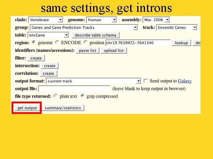 same settings, get introns 
