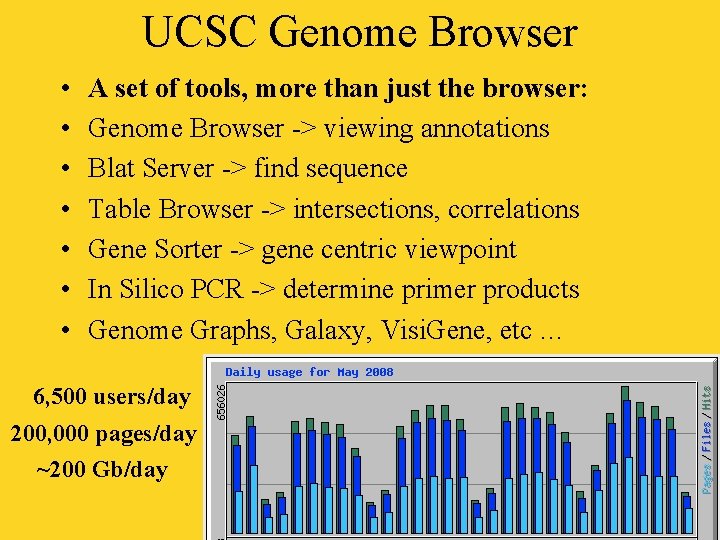 UCSC Genome Browser • • A set of tools, more than just the browser: