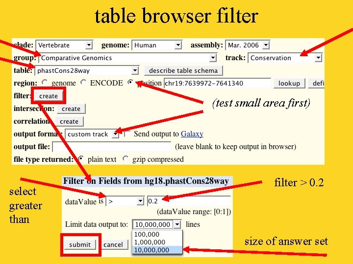 table browser filter (test small area first) select greater than filter > 0. 2