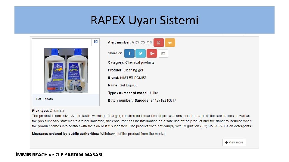 RAPEX Uyarı Sistemi İMMİB REACH ve CLP YARDIM MASASI 