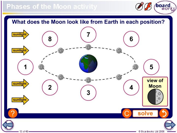 Phases of the Moon activity 13 of 48 © Boardworks Ltd 2008 