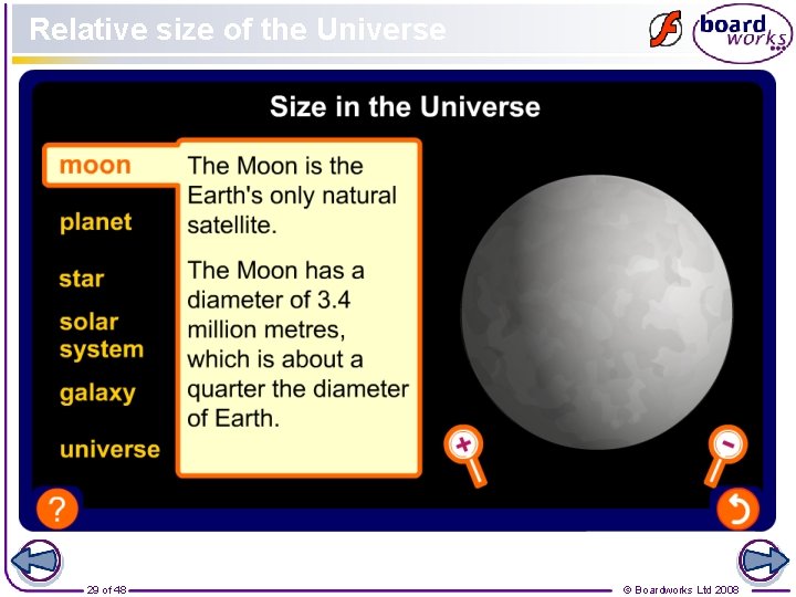 Relative size of the Universe 29 of 48 © Boardworks Ltd 2008 