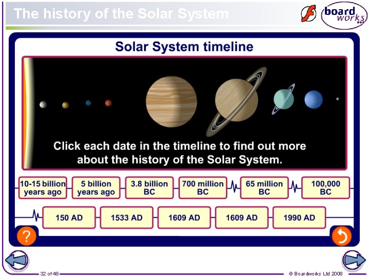 The history of the Solar System 32 of 48 © Boardworks Ltd 2008 