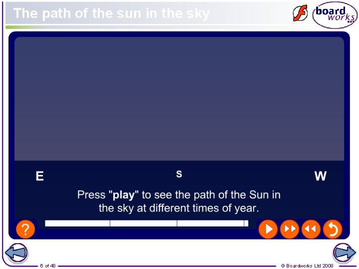 The path of the sun in the sky 6 of 48 © Boardworks Ltd