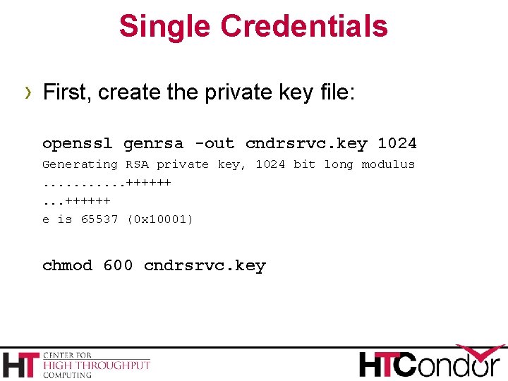 Single Credentials › First, create the private key file: openssl genrsa -out cndrsrvc. key