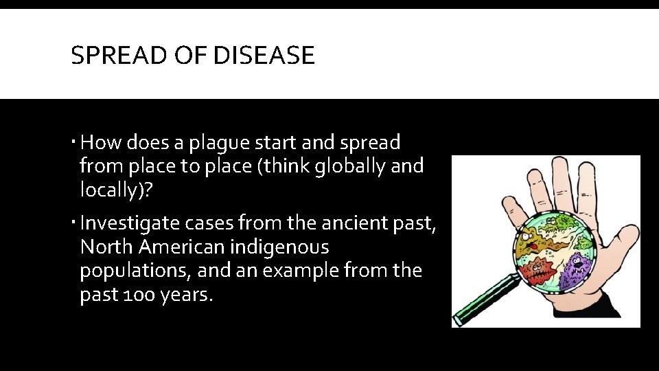 SPREAD OF DISEASE How does a plague start and spread from place to place