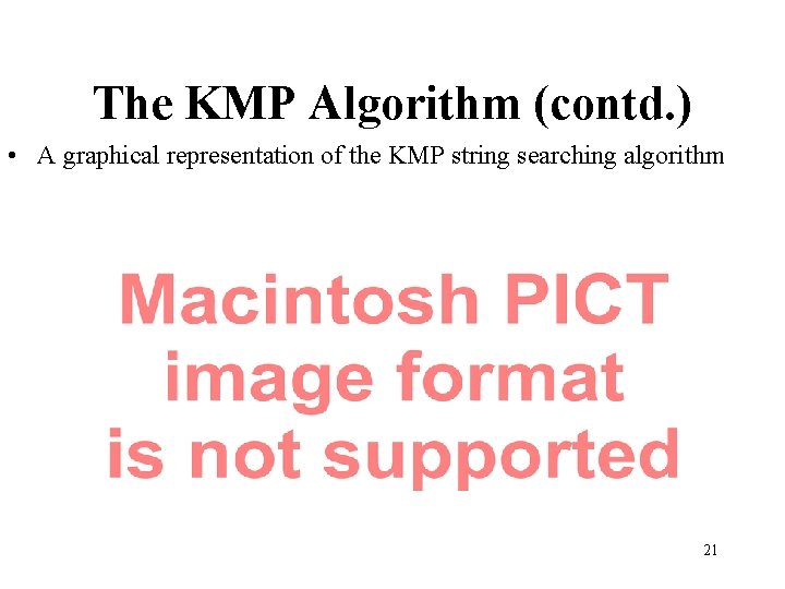 The KMP Algorithm (contd. ) • A graphical representation of the KMP string searching The KMP Algorithm (contd. ) • A graphical representation of the KMP string searching