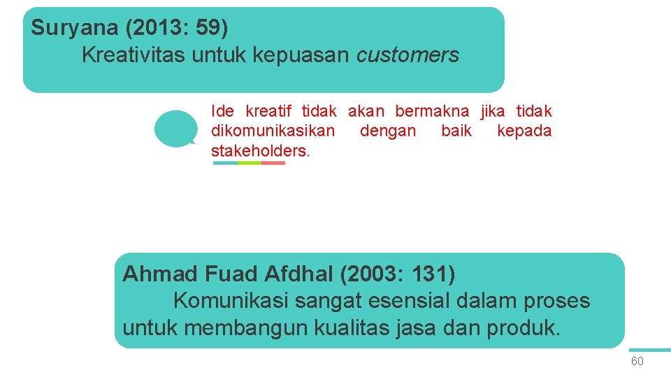 Suryana (2013: 59) Kreativitas untuk kepuasan customers Ide kreatif tidak akan bermakna jika tidak