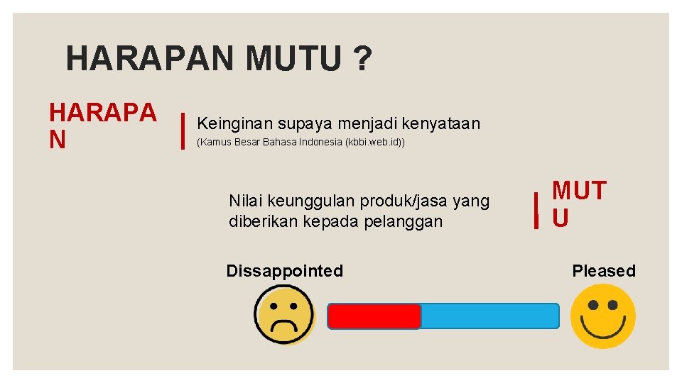 HARAPAN MUTU ? HARAPA N Keinginan supaya menjadi kenyataan (Kamus Besar Bahasa Indonesia (kbbi.