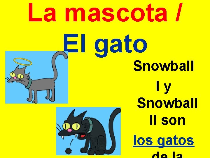 La mascota / El gato Snowball Iy Snowball II son los gatos 