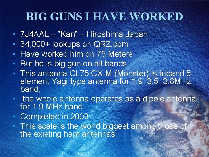 BIG GUNS I HAVE WORKED • • • 7 J 4 AAL – “Kan”