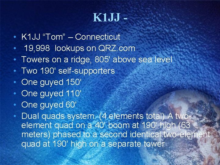 K 1 JJ • • K 1 JJ “Tom” – Connecticut 19, 998 lookups