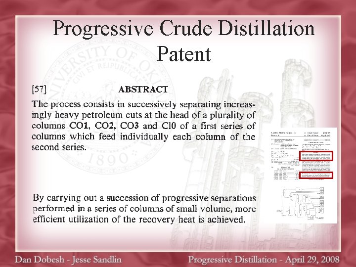 Progressive Crude Distillation Patent 