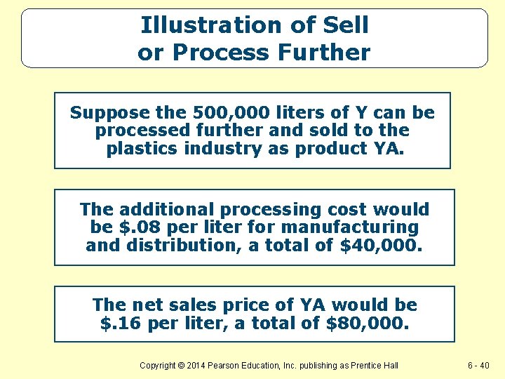 Illustration of Sell or Process Further Suppose the 500, 000 liters of Y can Illustration of Sell or Process Further Suppose the 500, 000 liters of Y can