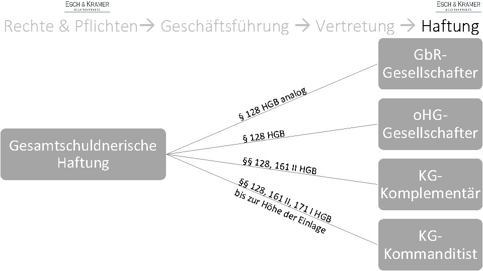 Rechte & Pflichten Geschäftsführung Vertretung Haftung Gb. RGesellschafter g o l a an B