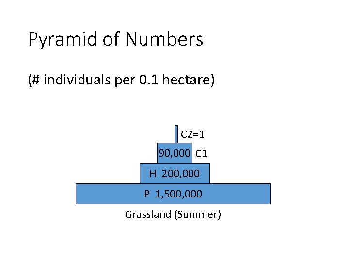 Pyramid of Numbers (# individuals per 0. 1 hectare) C 2=1 90, 000 C