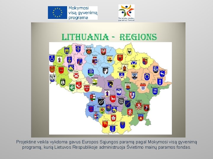 Projektinė veikla vykdoma gavus Europos Sąjungos paramą pagal Mokymosi visą gyvenimą programą, kurią Lietuvos