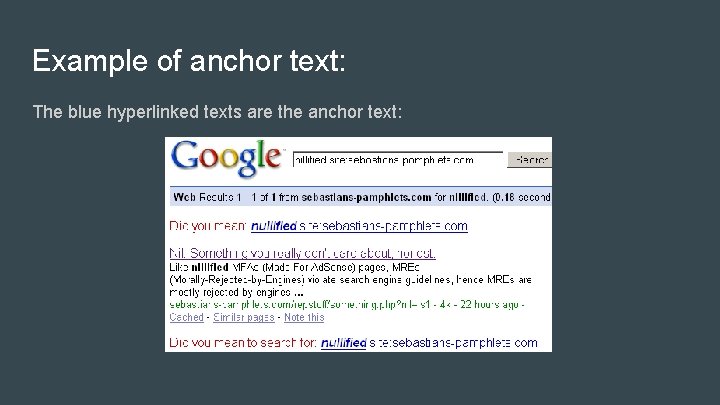 Example of anchor text: The blue hyperlinked texts are the anchor text: 