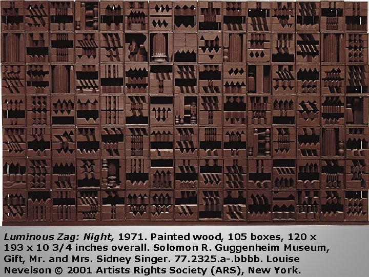Luminous Zag: Night, 1971. Painted wood, 105 boxes, 120 x 193 x 10 3/4