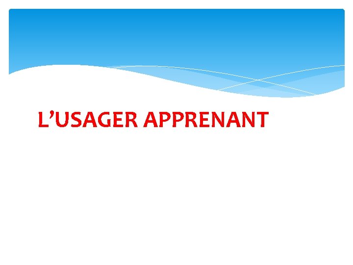L’USAGER APPRENANT 