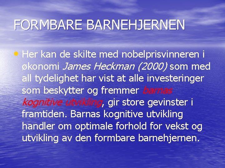 FORMBARE BARNEHJERNEN • Her kan de skilte med nobelprisvinneren i økonomi James Heckman (2000)