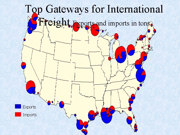 Top Gateways for International Freight Exports and imports in tons Exports Imports 