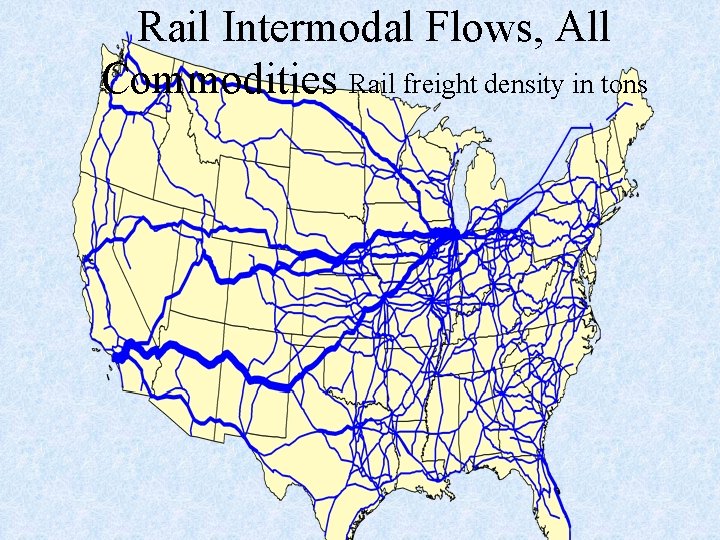 Rail Intermodal Flows, All Commodities Rail freight density in tons 
