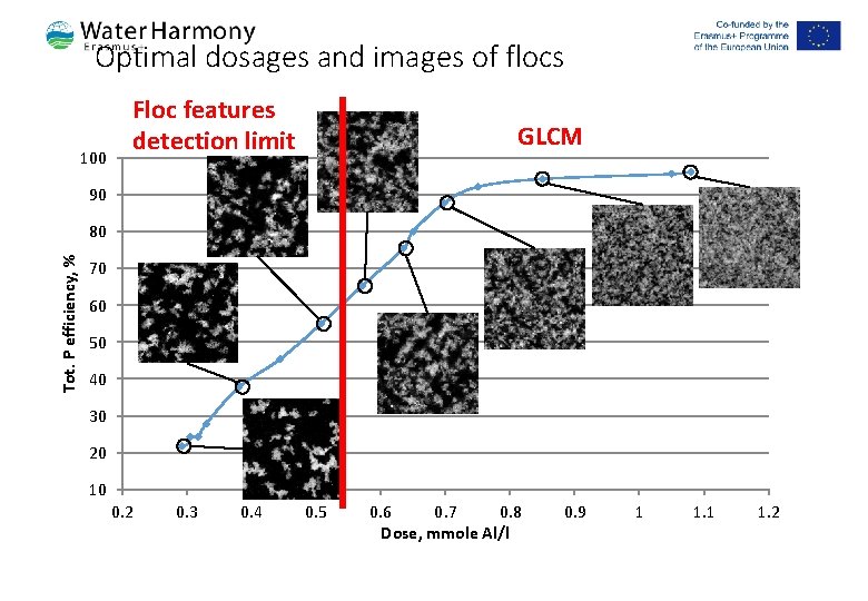 Optimal dosages and images of flocs 100 Floc features detection limit GLCM 90 Tot.