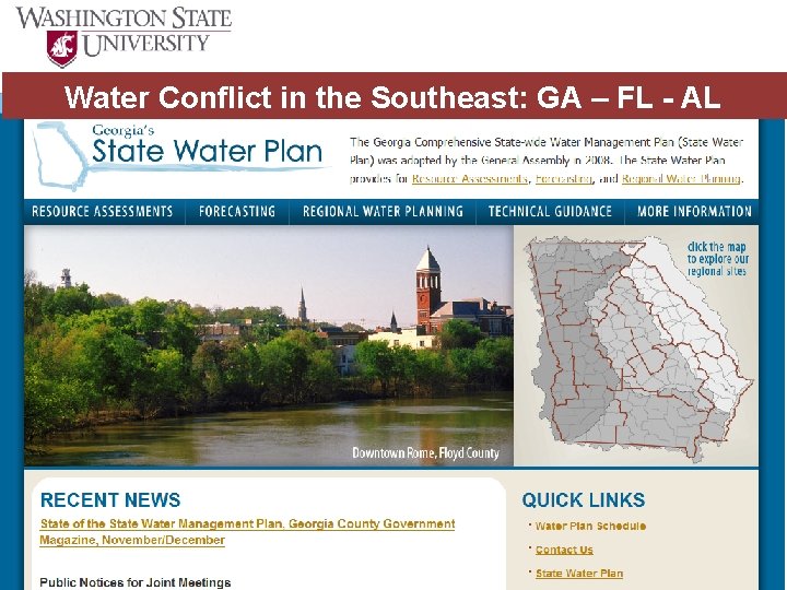 Water Conflict in the Southeast: GA – FL - AL 