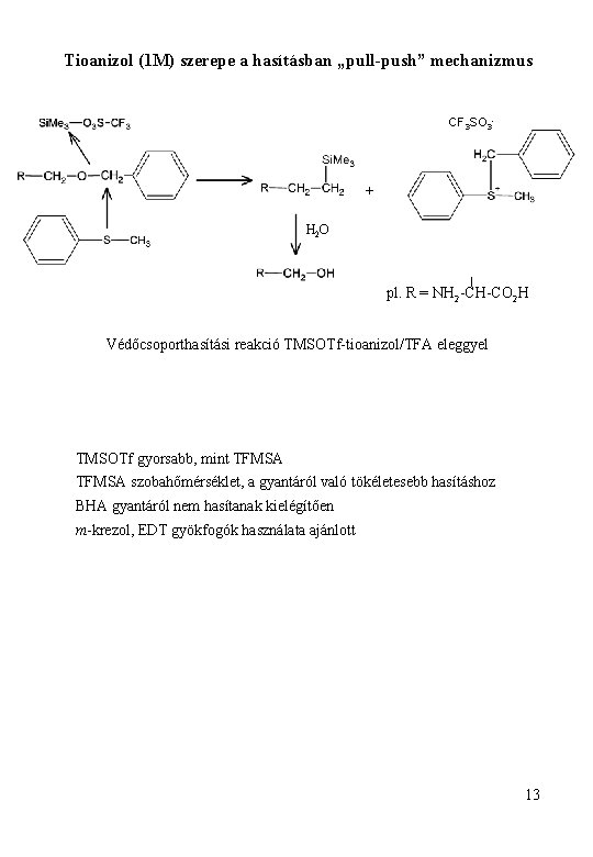 Tioanizol (1 M) szerepe a hasításban „pull-push” mechanizmus CF 3 SO 3 - +