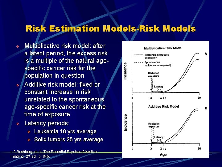 Risk Estimation Models-Risk Models v v v Multiplicative risk model: after a latent period,