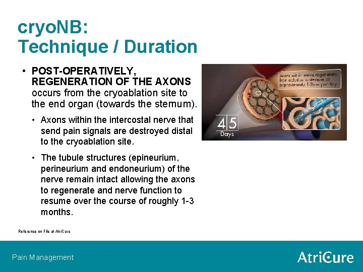 cryo. NB: Technique / Duration • POST-OPERATIVELY, REGENERATION OF THE AXONS occurs from the