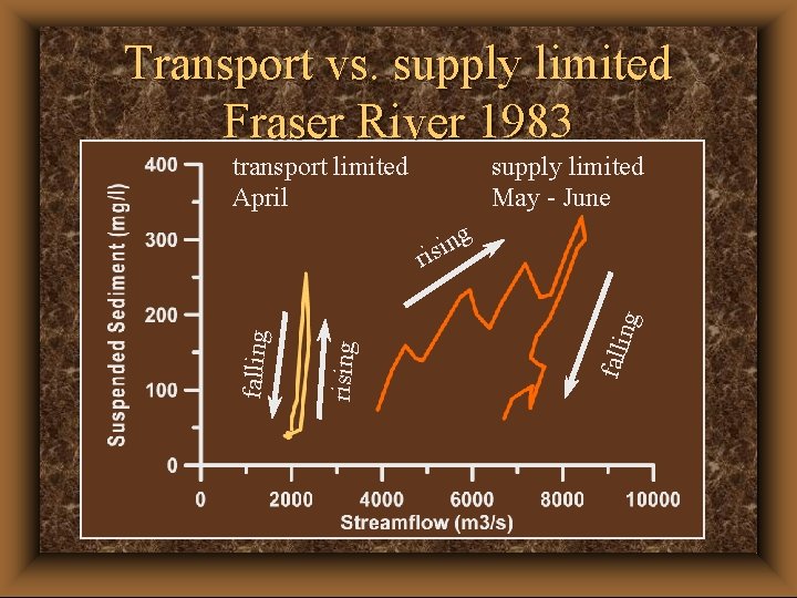 Transport vs. supply limited Fraser River 1983 transport limited April supply limited May -