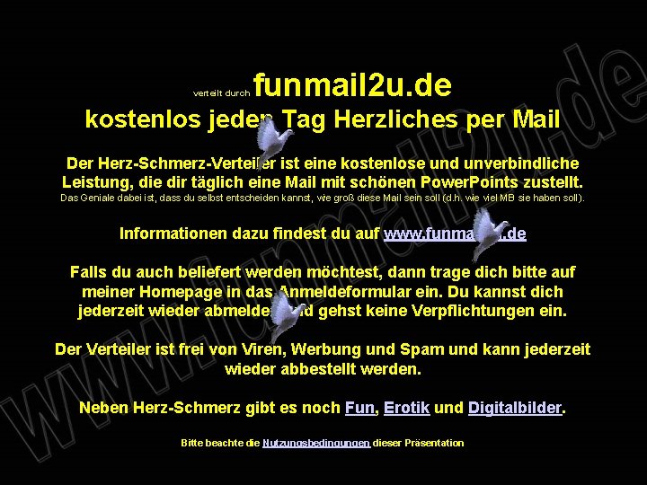 verteilt durch funmail 2 u. de kostenlos jeden Tag Herzliches per Mail Der Herz-Schmerz-Verteiler