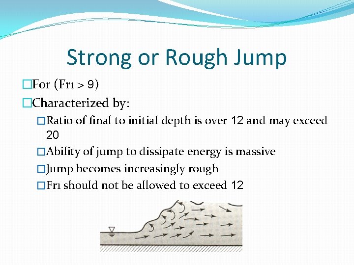 Strong or Rough Jump �For (Fr 1 > 9) �Characterized by: �Ratio of final