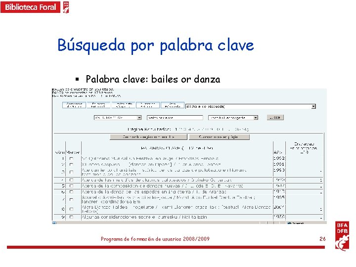 Búsqueda por palabra clave § Palabra clave: bailes or danza Programa de formación de