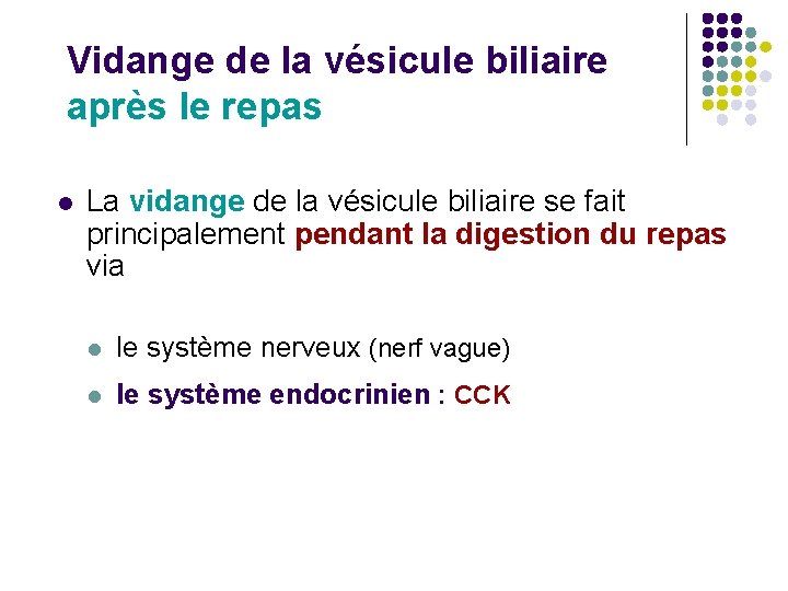 Vidange de la vésicule biliaire après le repas l La vidange de la vésicule