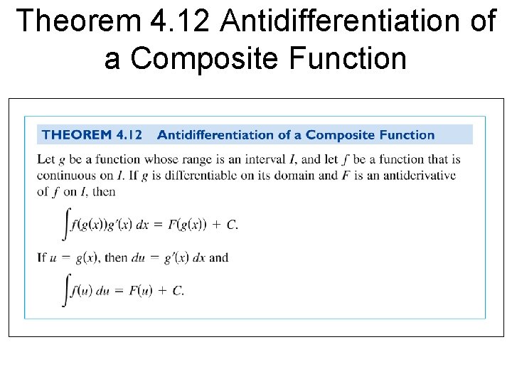 Theorem 4. 12 Antidifferentiation of a Composite Function 