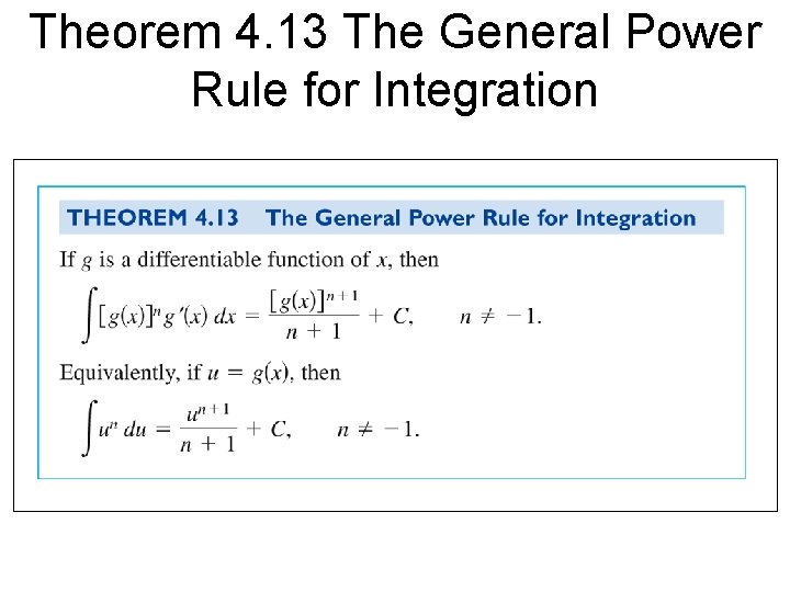 Theorem 4. 13 The General Power Rule for Integration 