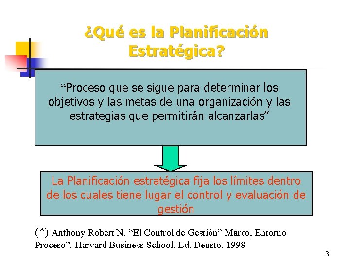 ¿Qué es la Planificación Estratégica? “Proceso que se sigue para determinar los objetivos y