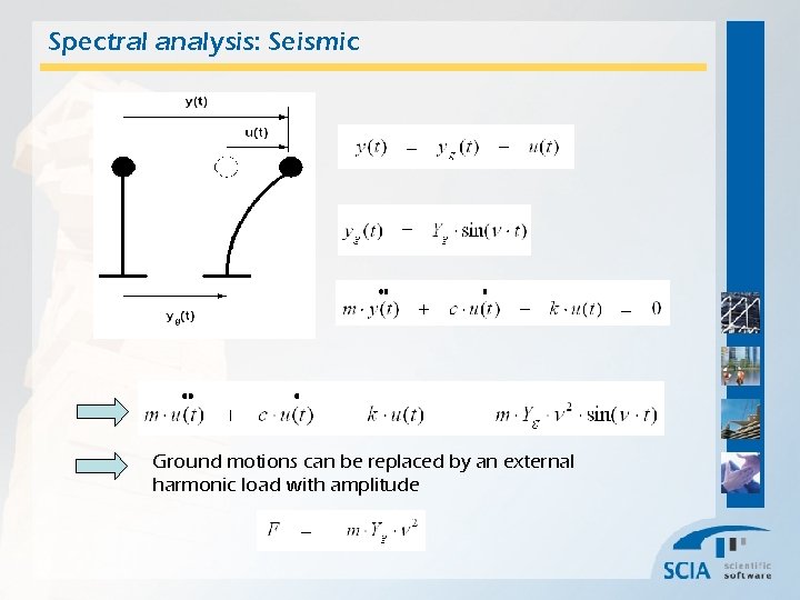 Spectral analysis: Seismic Ground motions can be replaced by an external harmonic load with