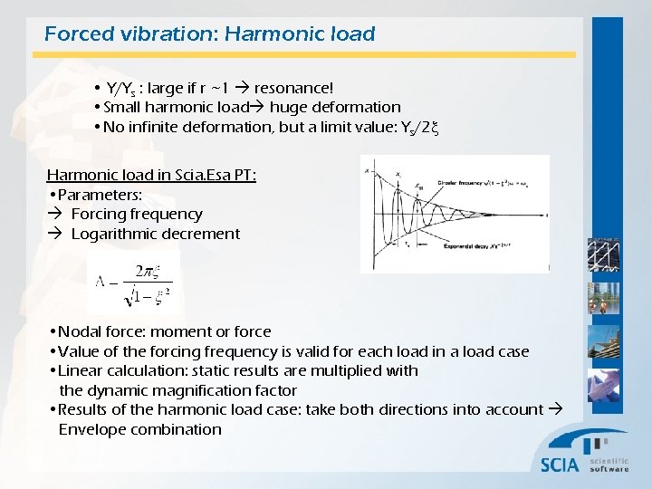 Forced vibration: Harmonic load • Y/Ys : large if r ~1 resonance! • Small