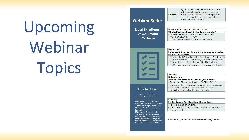 Upcoming Webinar Topics 