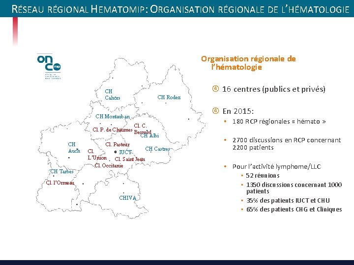 RÉSEAU RÉGIONAL HEMATOMIP: ORGANISATION RÉGIONALE DE L’HÉMATOLOGIE Organisation régionale de l’hématologie CH Cahors 16