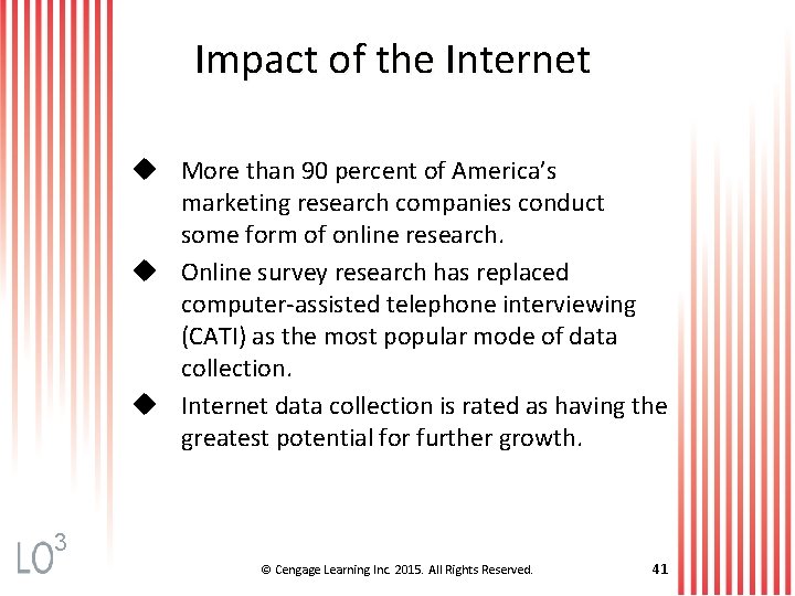 Impact of the Internet u More than 90 percent of America’s marketing research companies
