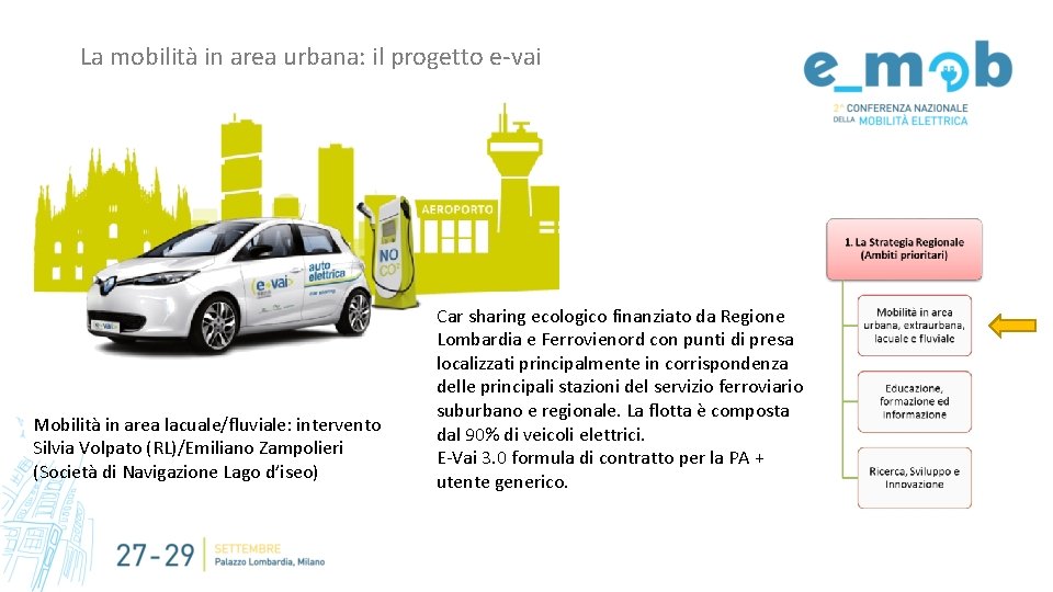 La mobilità in area urbana: il progetto e-vai Mobilità in area lacuale/fluviale: intervento Silvia