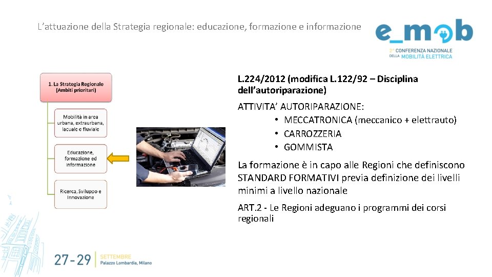 L’attuazione della Strategia regionale: educazione, formazione e informazione L. 224/2012 (modifica L. 122/92 –