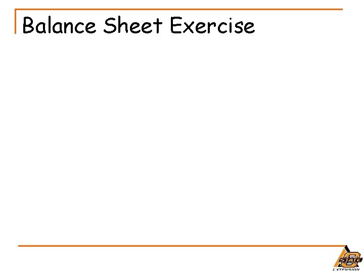 Balance Sheet Exercise 